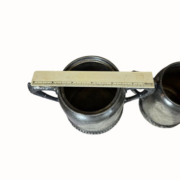 Antique Rockford Silver P Co. Sugar & Cream Dish floral etched rare - Picture 9 of 15